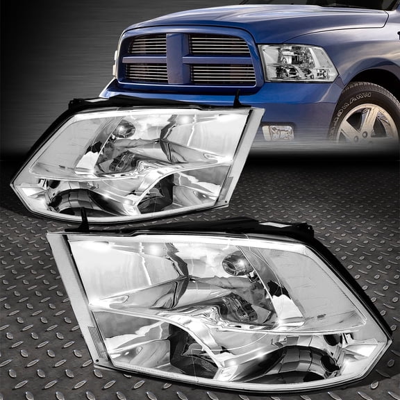 Nuvision for 09-18 Ram 1500 2500 3500 Quad Chrome Housing Clear Corner Headlights Piar