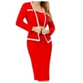 thumbnail image 2 of Women's 2 Piece Business Outfit Elegant Crop Jacket with Bodycon Midi Dress Matching Set Vintage Work Office Suits Dress Lounge Sets, 2 of 4