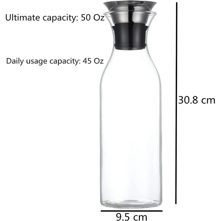 1.5l Glass Water Carafe With Lid - Ice Tea Glass Jug Made Of Borosilicate  Glass, Ideal For Coffee, Milk, And Juices