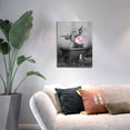 thumbnail image 3 of Black And White Cow Bathroom Wall Decor Highland Cow Canvas Wall Art Funny Animal in Bathtub Picture Pink Bubble Gum Print Farmhouse Artworks Home Decor For Bathroom Living Room Bedroom 12x16 Inch, 3 of 5