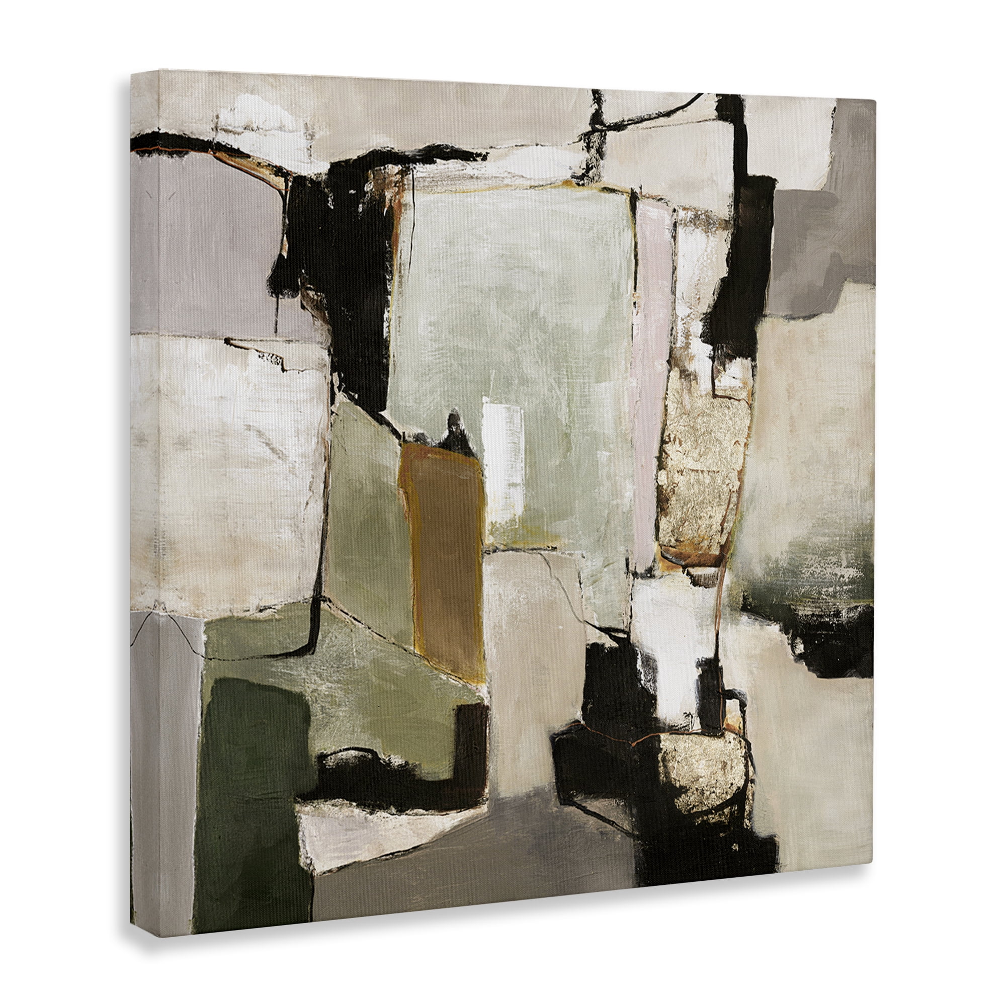 Stupell Industries Blocked Composition Details Abstract Painting Wrapped Canvas Art Print Wall Art, 36 x 36