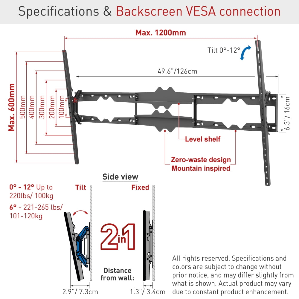 55" - 115" Giant TV Tilt Wall Mount