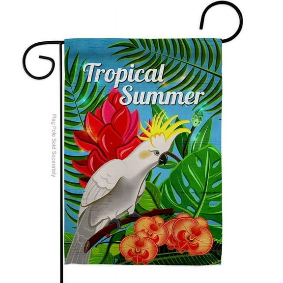 Breeze Decor G156107-BO Tropical Cockatoo Summertime 13 x 18.5 in. Double-Sided Decorative Vertical Garden Flags for House Decoration Banner Yard Gift