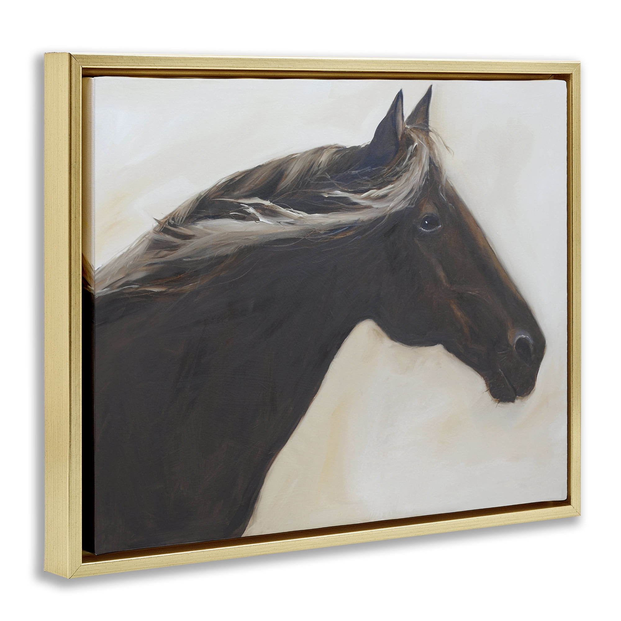Stupell Industries The Mare In Profile Gold Framed Floater Canvas Wall Art, design by Jadei Graphics