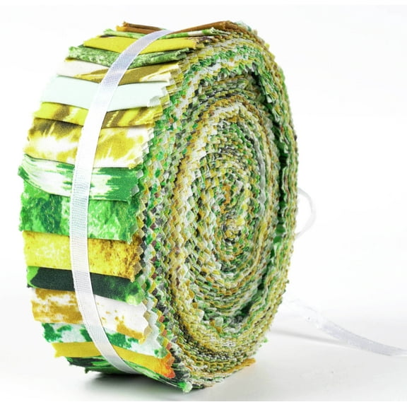 Soimoi 40Pcs Tie Dye Print Precut Fabrics Strips Roll Up 1.5x42inches Cotton Jelly Rolls For Quilting - Green