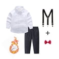 thumbnail image 5 of Splozh Baby Formal Outfit Boy Fashion, Long Sleeves Shirt Trousers Bow Tie Outfits Sets Weddings Soft Comfortable Breathable,Red,2-3 Years, 5 of 5