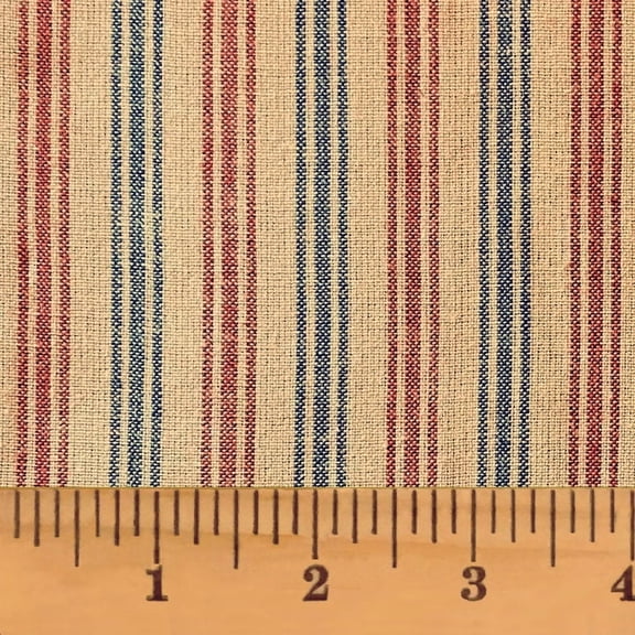 American Heritage Stripe Red Blue Homespun Cotton Fabric - Sold by the Yard - JCS Fabric