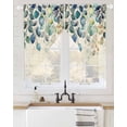 thumbnail image 2 of Blue Teal Botanical Swag Valances for Windows, Weeping Fall Eucalyptus Leaves Rustic Rod Pocket Sheer Valances for Windows, Swag Toppers Light Filtering for Kitchen Living Room 2 Panels 36''x63'', 2 of 6