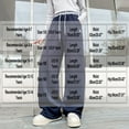 thumbnail image 2 of Efsteb Girls Drawstring High Waisted Sweatpants Thin Fleece Wide Leg Split Baggy Pants Workout Trousers Pants (Navy,13 Years), 2 of 8