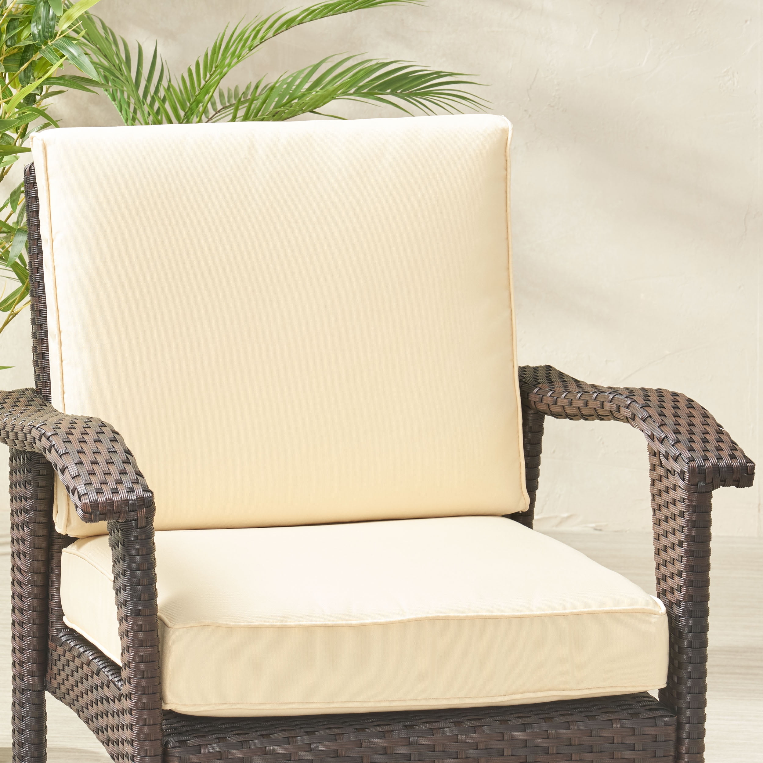 Noble House Hopewell Outdoor Fabric Club Chair Cushions in Cream