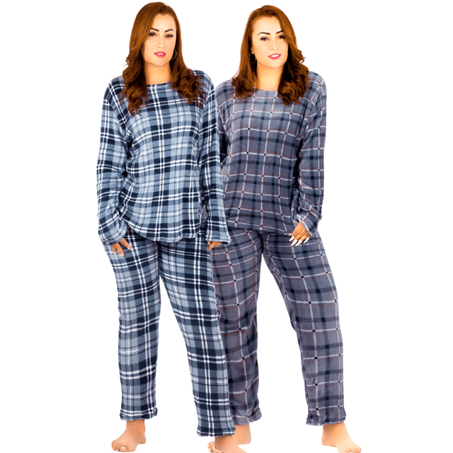 Set De 2 Pijamas Afelpadas Mujer Polar Pantalón Sudadera Ropa Invierno