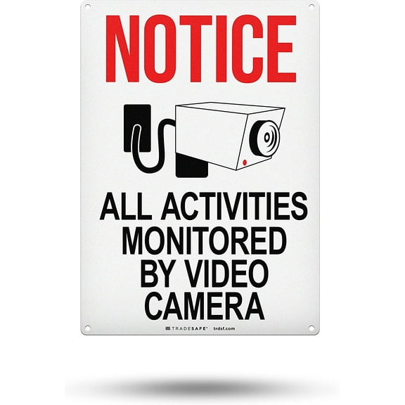 TRADESAFE Video Surveillance Sign, Notice Wall Signs for Business, 14” x 10”, 40 Mil Aluminum Safety Sign