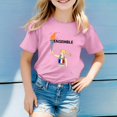 thumbnail image 2 of Chemise Habillée Garçon Unisexe Mode Été Imprimé Tee Manches Courtes Col Rond T-Shirt à Manches Courtes Garçon Rose 6 Ans-7 Ans, 2 of 4