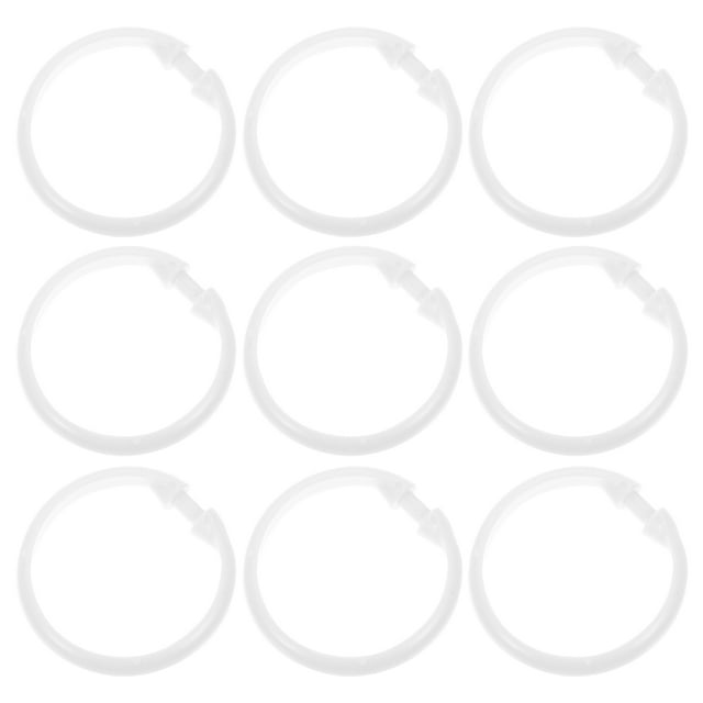 Miangastore 12 Pcs Crochets de Rideau de Douche en Forme de O Grands Anneaux de Rideaux de Bain en Plastique Antirouille (Blanc)