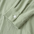 thumbnail image 4 of Men's Linen Shirts Lapel Collar Long Sleeve Button Down Business Casual Blouse Solid Dress Shirt Officewear (L, Green), 4 of 7