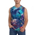 thumbnail image 1 of Fotbe Underwater Turtle Dolphin Octopus Men's Camiseta sin Mangas Estampada para Hombres, Playera Casual para Gimnasio, Entrenamiento, Playa-Small, 1 of 7