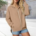 thumbnail image 4 of Gkeoshab Christmas Sweatshirts For Women Women's Solid Color Raglan Sleeve Zip-Up Hooded Sweatshirt with Side Pockets, Athletic Inspired Jacket for Modern Casual Style and On-the-Go Comfort Coffee XL, 4 of 4