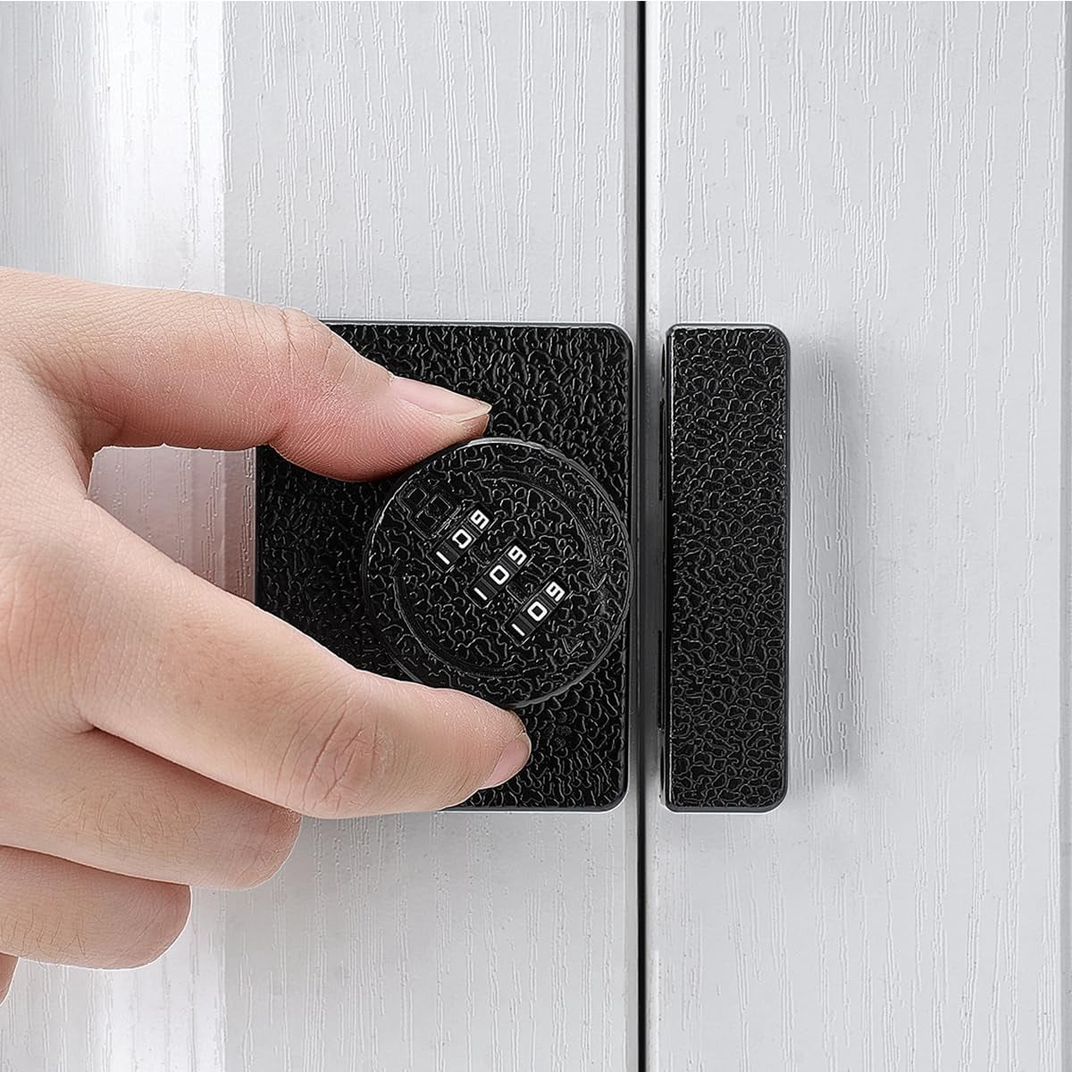 Closet Locks for Double Doors -3-Digit Keyless Cabinet Locks with Combination for Bifold Sliding Closet Door Lock with Code for Cupboard Pantry Barn Shed Door Black 1 Pack