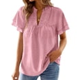 thumbnail image 4 of UVN V Neck Shirts for women Summer Lace Butterfly Sleeve Blouses Ladies Casual Flowy Crochet Tops, 4 of 9