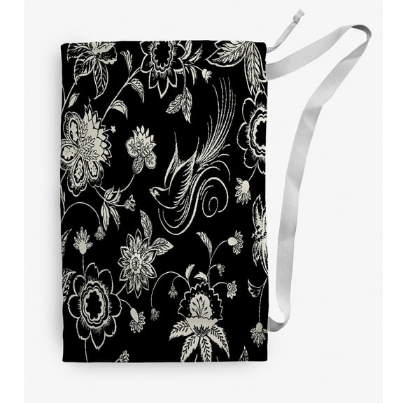 Simply Daisy Traditional Bird Floral 18 x 29 inch Black Laundry Bag