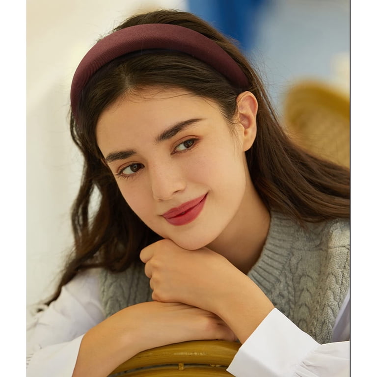 5 Pack Padded Headbands with Soft Fabric - Plain Thick Hair  display picture 1