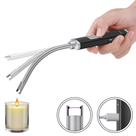 Peroptimist Candle Lighter, Flameless Electronic Arc Lighter, Rechargeable USB Lighter, Windproof Long Lighter with LED Battery Indicator for Camping,Kitchen,Grill,Barbecue,BBQ,