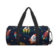 thumbnail image 3 of Rocae Spaceships and Stars Print Round Travel Duffel Bag and Fitness Bag, Women's Waterproof Weekend Tote, Men's Travel and Fitness Essentials, 3 of 8
