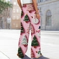 thumbnail image 4 of Ladies' Loose And Casual Christmas Printed Wide Leg Pants With Elastic Waistband Drawstring And Pocket Pants, Comfortable Home and Sleepwear Bottoms for Winter, Pink, XL, 4 of 6