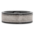 thumbnail image 3 of Black Ceramic 8mm Comfort Fit Ring w/Hammered Tungsten Carbide Inlay, Size 13, 3 of 7