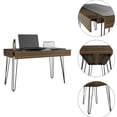 thumbnail image 4 of Industrial-Style Mahogany Desk | Used for Writing and Storage | Glass Surface and Hairpin Legs | Overcomes Desktop Damage, 4 of 4