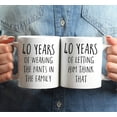 thumbnail image 3 of CTDream Funny 40th Wedding Anniversary 11oz. Couples Coffee Mug Gag Gift, 40 Years of Wearing the Pants in the Family, Letting Him Think That, 2-Pack with Gift Box for Husband Wife Parents, 3 of 6