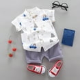 thumbnail image 3 of YUEHUA Little Boy Summer outfit Retro Athletic Quick-Dry Tractor Pattern Soft Lightweight Fabric Summer Clothes 6 12 18 Months 2 3 4 5 T Kids Boy Short Set, 3 of 3