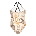 BZSMCE One-Piece Swimsuit with Crisscross StrapsCute Striped Kitten ...