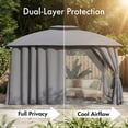 thumbnail image 4 of LAZZO 10'x12' Outdoor Gazebo, Double Roof Metal Frame Patio Canopy with Mosquito Netting & Privacy Screens, Gray, 4 of 10