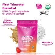 Pink Stork Organic Morning Sickness Sweets, Relieve Nausea, Pregnancy, Raspberry Ginger Candy with Vitamin B6, Vegan, 30 Count