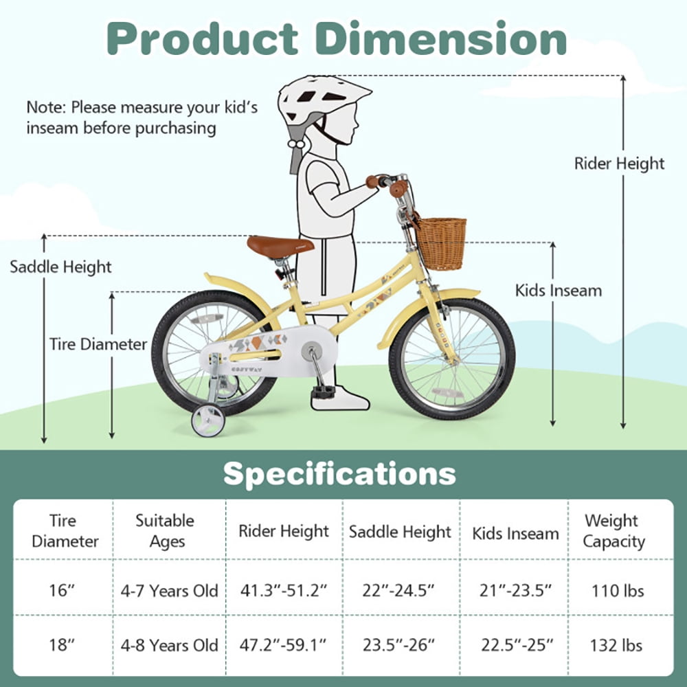 Kadyn Kids Bike, Toddlers Bicycle,Toddler Balance Bike,18 Inch Kids Bike Adjustable Bicycle with Reflectors and Bell for Children 4-8 Years Old-18 inches