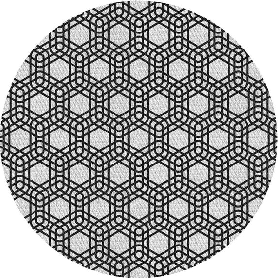 Ahgly Company Indoor Round Patterned Charcoal Black Novelty Area Rugs, 5' Round