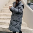 thumbnail image 3 of BZGTZT Women's Hooded Long Coat Winter Longer Thickened Solid Color Jacket Casual Zip Up Outerwear with Pockets, 3 of 7