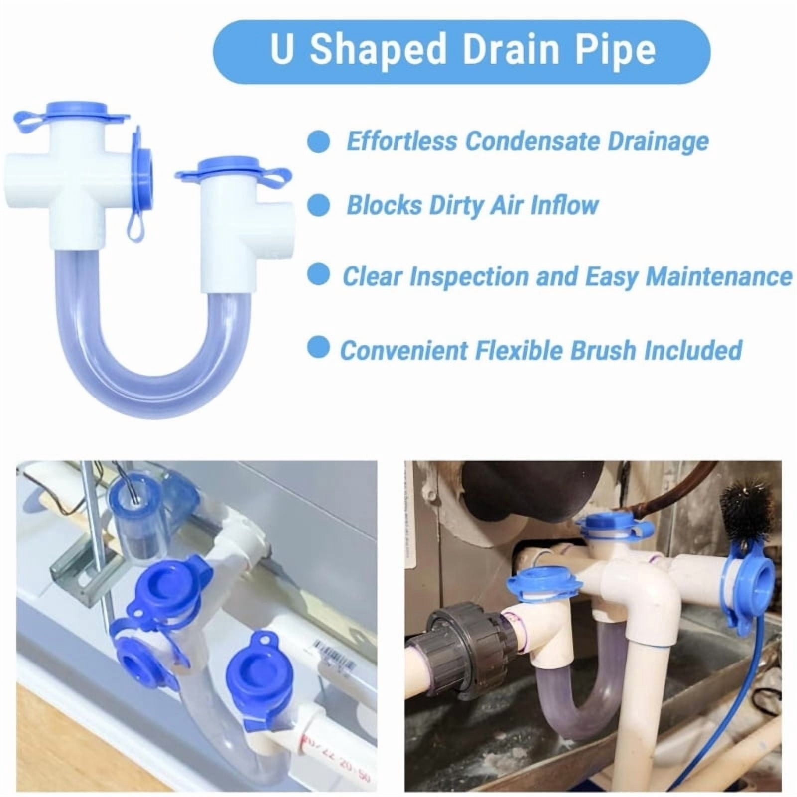 3/4Inch Condensate Trap with Cleaning Brush Effectively Drains Condensate