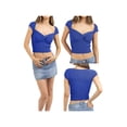 thumbnail image 4 of Liacowi Women Basic Short Sleeve Top Sexy V Neck Shirt Crop Tops Summer Streewear, 4 of 5