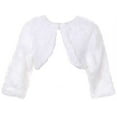 thumbnail image 2 of Little Girls White Faux Fur Pearl Button Special Occasion Shrug White Size 4, 2 of 4