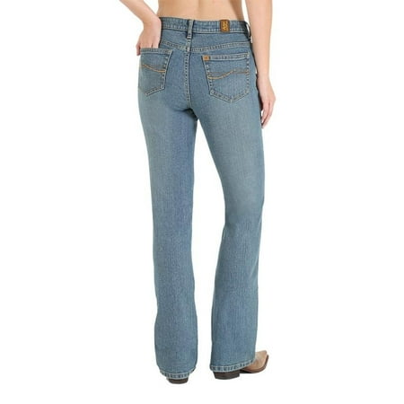 Wrangler Womens Aura Mid Rise Slimming Boot Cut Jean - Mid Stone