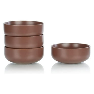 Modern Flat 24oz Bowls (Set of 4) | Brown