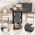 thumbnail image 3 of Fluted 31.5" Round Dining Table for 2-4, Modern Kitchen Table with 2-Tier Storage Shelf for Small Space, Black, 3 of 8