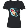 thumbnail image 3 of Inktastic Otter-ly in Love-otter with heart Women's V-Neck T-Shirt, 3 of 5