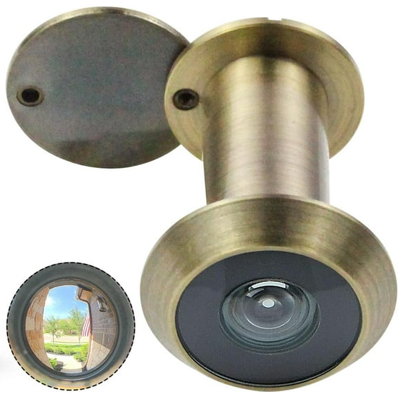 Peep Holes for Door, Solid Brass 200-Degree Door Viewer Peephole with Heavy Duty Rotating Privacy Cover for 1-3/8" to 2-1/6" Doors for Home Office Hotel, Antique Bronze