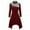 Wine, variant on Patlollav Womens Long Sleeve Turndown Collar Patchwork Irregular Dress