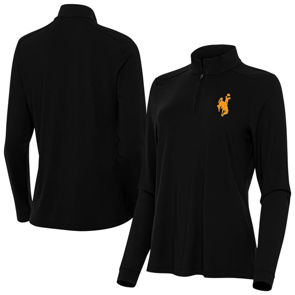 Women's Antigua Black Wyoming Cowboys Intent Quarter-Zip Top