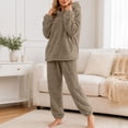 thumbnail image 4 of Enjoytime Winter Pajamas for Women Heart Textured Fleece Comfy 2 Piece Sleepwear Long Sleeve Hooded Tops with Cuff Jogger Pants Warm Loungewear Sets, 4 of 8