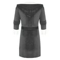thumbnail image 4 of Paille Ladies Sleepwear Long Sleeve Fuzzy Plush Bathrobe Solid Color Sherpa Robes Thermal Hooded Fleece Robe Home Dressing Gown Deep Gray S, 4 of 4